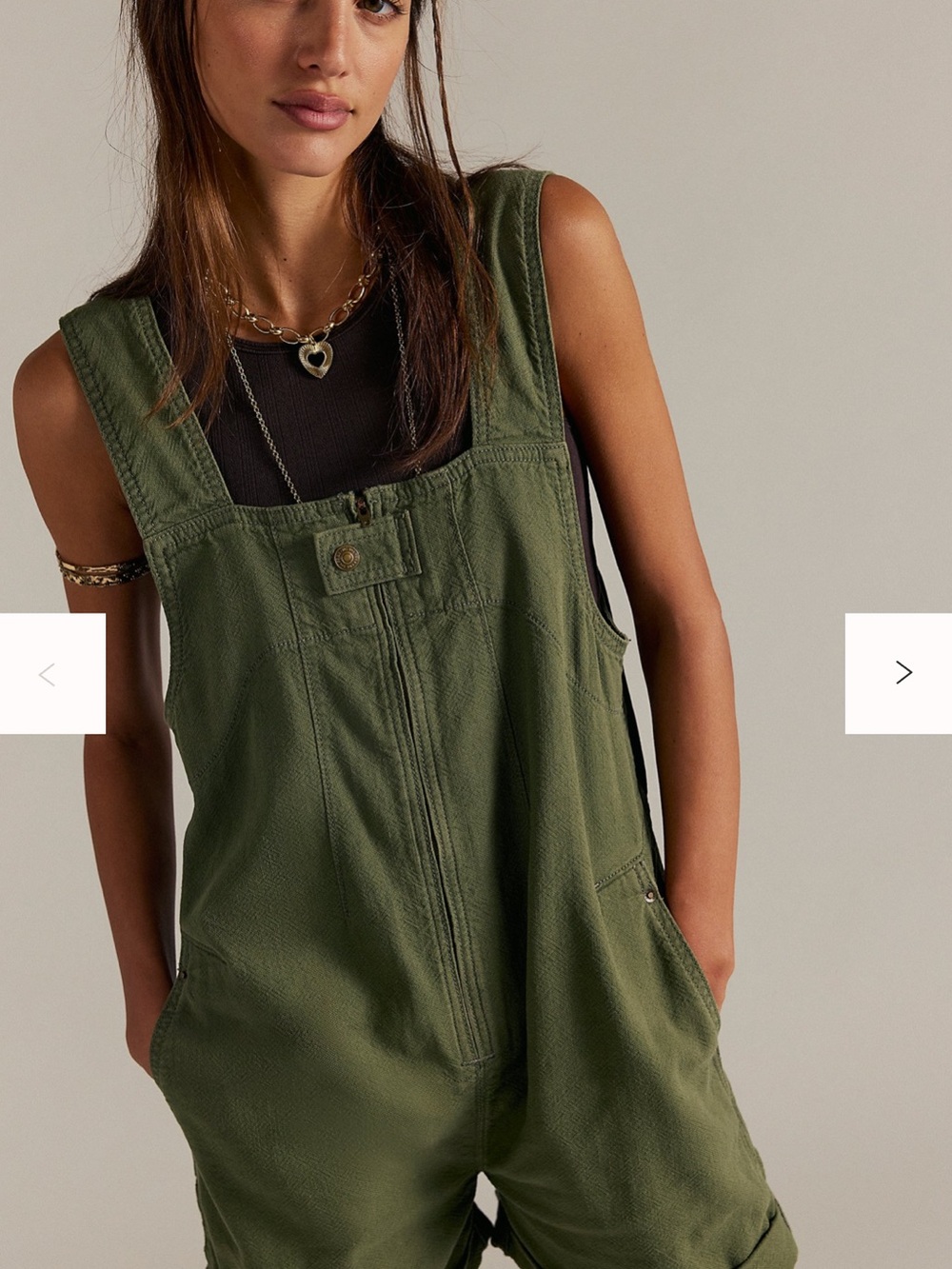 Free People We The Free Jude Shortalls Verdant Olive Green Like New - Picture 2 of 4